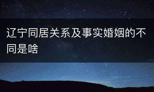 辽宁同居关系及事实婚姻的不同是啥