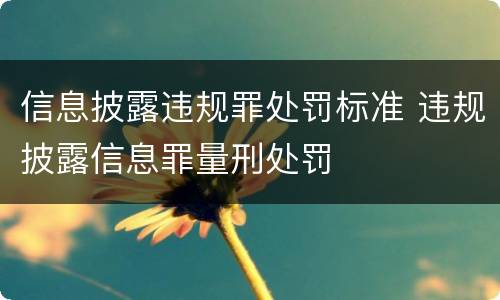 信息披露违规罪处罚标准 违规披露信息罪量刑处罚