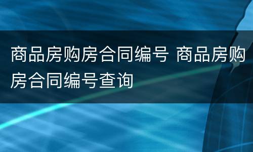 商品房购房合同编号 商品房购房合同编号查询
