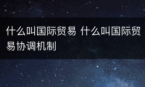 什么叫国际贸易 什么叫国际贸易协调机制