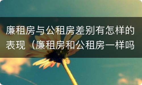 廉租房与公租房差别有怎样的表现（廉租房和公租房一样吗?）
