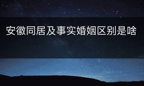 安徽同居及事实婚姻区别是啥