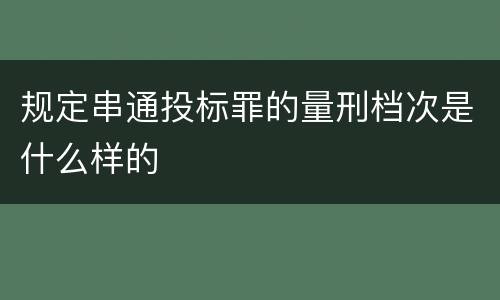 规定串通投标罪的量刑档次是什么样的