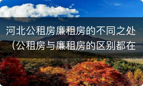 河北公租房廉租房的不同之处（公租房与廉租房的区别都在此,别再搞错了!）