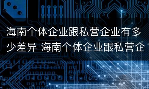 海南个体企业跟私营企业有多少差异 海南个体企业跟私营企业有多少差异呢
