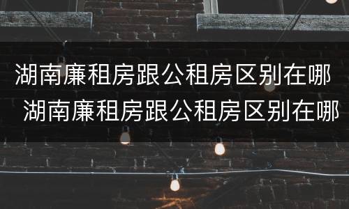 湖南廉租房跟公租房区别在哪 湖南廉租房跟公租房区别在哪里