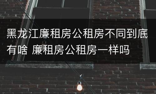 黑龙江廉租房公租房不同到底有啥 廉租房公租房一样吗