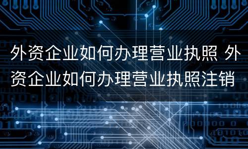 外资企业如何办理营业执照 外资企业如何办理营业执照注销