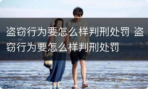 盗窃行为要怎么样判刑处罚 盗窃行为要怎么样判刑处罚