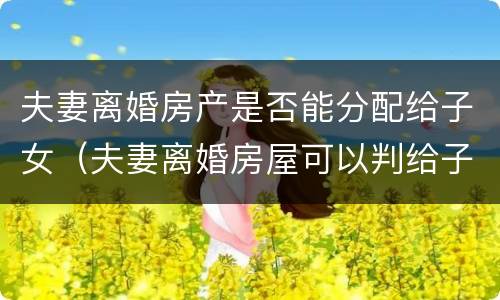 夫妻离婚房产是否能分配给子女（夫妻离婚房屋可以判给子女吗）