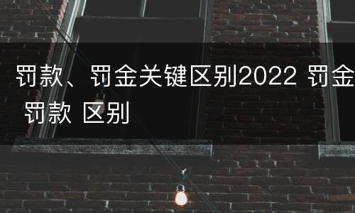 罚款、罚金关键区别2022 罚金 罚款 区别