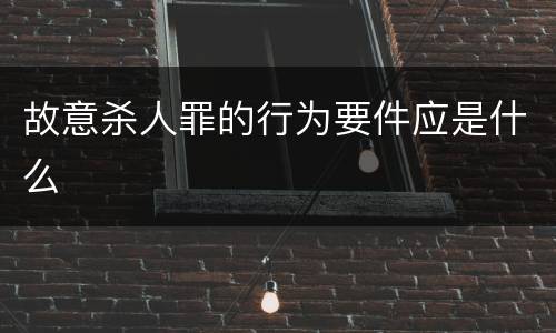故意杀人罪的行为要件应是什么