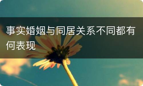 事实婚姻与同居关系不同都有何表现