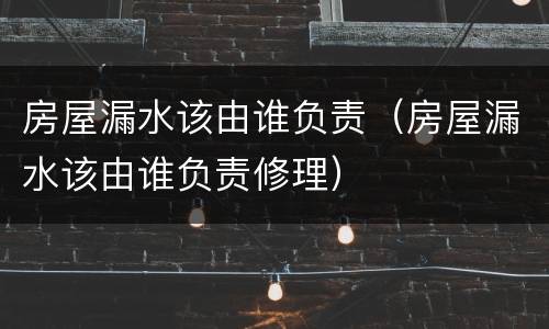 房屋漏水该由谁负责（房屋漏水该由谁负责修理）