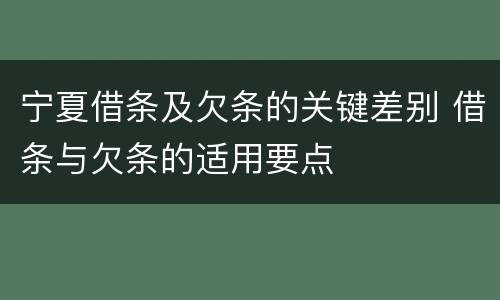 宁夏借条及欠条的关键差别 借条与欠条的适用要点