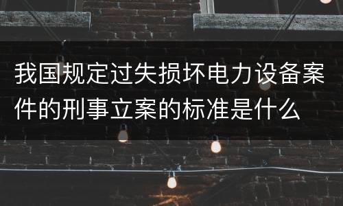 我国规定过失损坏电力设备案件的刑事立案的标准是什么