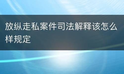 放纵走私案件司法解释该怎么样规定