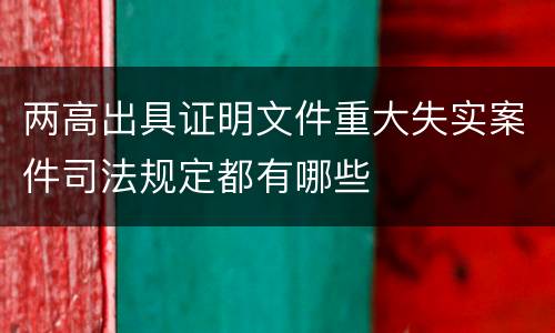 两高出具证明文件重大失实案件司法规定都有哪些