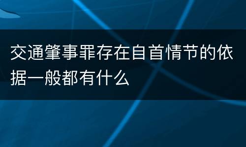 交通肇事罪存在自首情节的依据一般都有什么