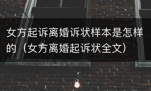 女方起诉离婚诉状样本是怎样的（女方离婚起诉状全文）