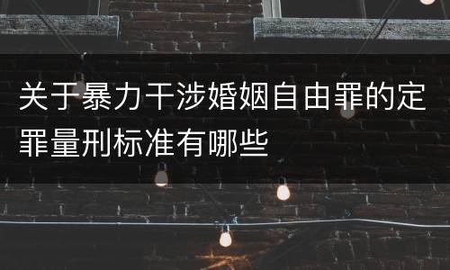 关于暴力干涉婚姻自由罪的定罪量刑标准有哪些