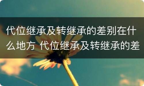 代位继承及转继承的差别在什么地方 代位继承及转继承的差别在什么地方查