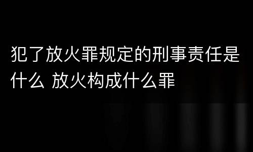 犯了放火罪规定的刑事责任是什么 放火构成什么罪