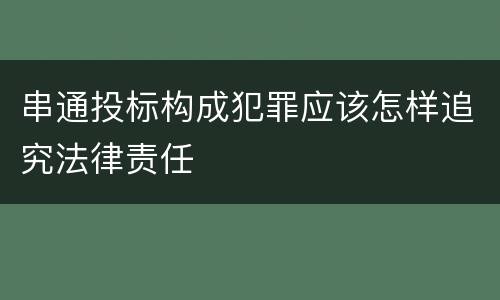 串通投标构成犯罪应该怎样追究法律责任