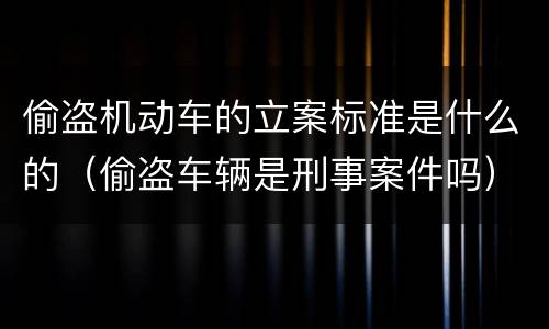 偷盗机动车的立案标准是什么的（偷盗车辆是刑事案件吗）