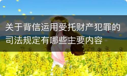 关于背信运用受托财产犯罪的司法规定有哪些主要内容