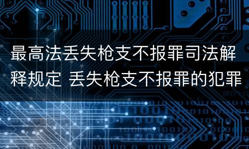 最高法丢失枪支不报罪司法解释规定 丢失枪支不报罪的犯罪主体