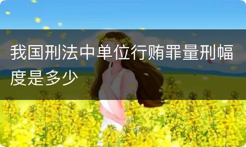 我国刑法中单位行贿罪量刑幅度是多少