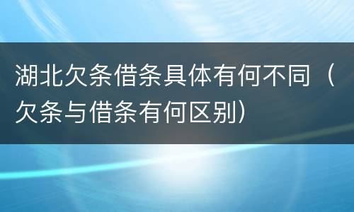 湖北欠条借条具体有何不同（欠条与借条有何区别）