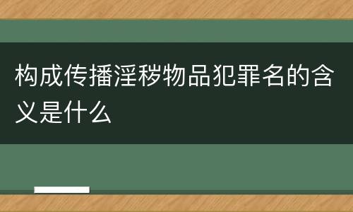 构成传播淫秽物品犯罪名的含义是什么