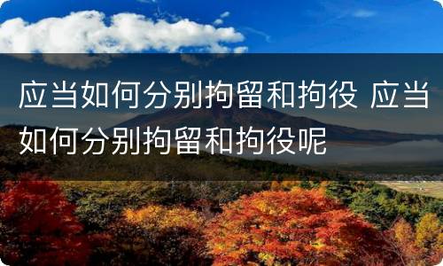 应当如何分别拘留和拘役 应当如何分别拘留和拘役呢