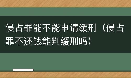 侵占罪能不能申请缓刑（侵占罪不还钱能判缓刑吗）