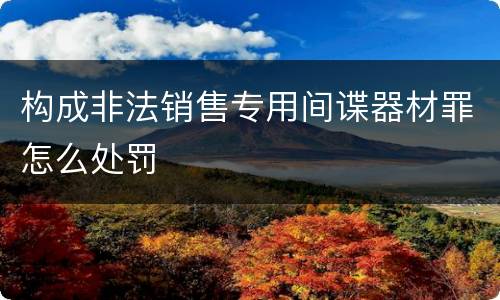 构成非法销售专用间谍器材罪怎么处罚