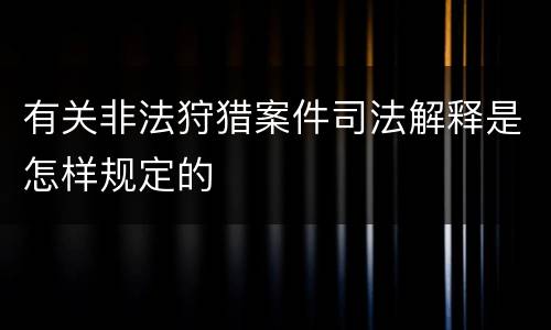 有关非法狩猎案件司法解释是怎样规定的