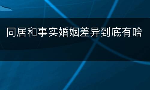 同居和事实婚姻差异到底有啥