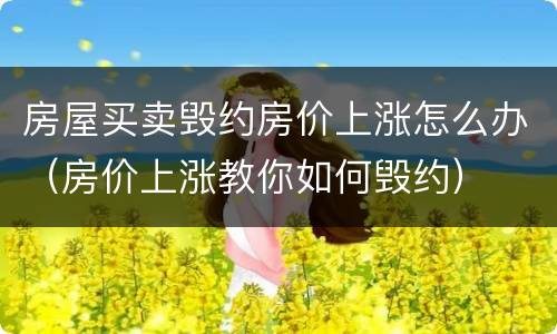 房屋买卖毁约房价上涨怎么办（房价上涨教你如何毁约）