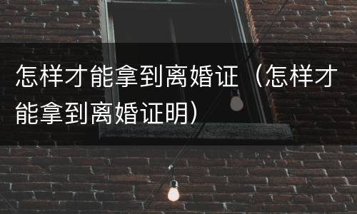 怎样才能拿到离婚证（怎样才能拿到离婚证明）