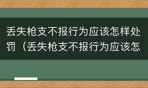 丢失枪支不报行为应该怎样处罚（丢失枪支不报行为应该怎样处罚呢）