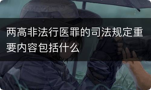两高非法行医罪的司法规定重要内容包括什么