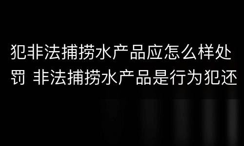 犯非法捕捞水产品应怎么样处罚 非法捕捞水产品是行为犯还是结果犯