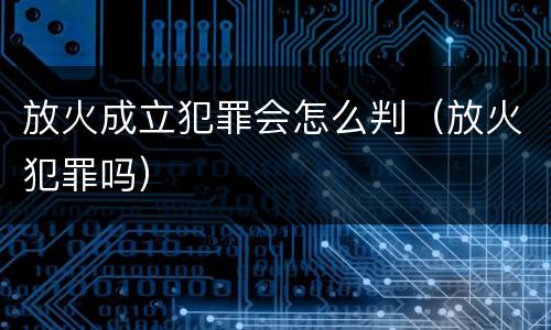 放火成立犯罪会怎么判（放火犯罪吗）