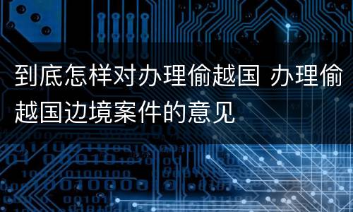 到底怎样对办理偷越国 办理偷越国边境案件的意见