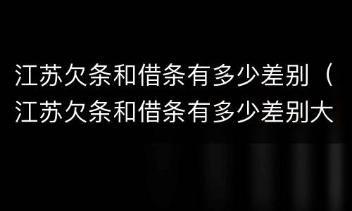 江苏欠条和借条有多少差别（江苏欠条和借条有多少差别大）