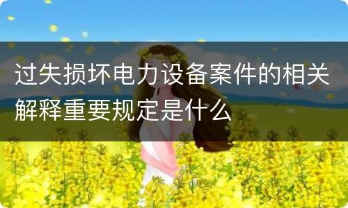 过失损坏电力设备案件的相关解释重要规定是什么
