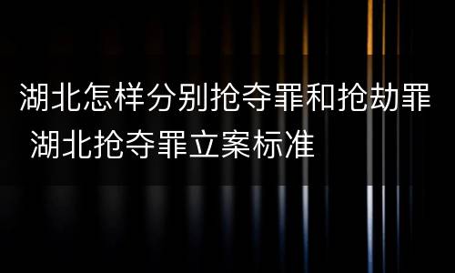 湖北怎样分别抢夺罪和抢劫罪 湖北抢夺罪立案标准
