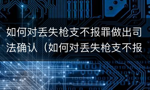 如何对丢失枪支不报罪做出司法确认（如何对丢失枪支不报罪做出司法确认）